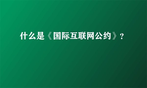 什么是《国际互联网公约》？