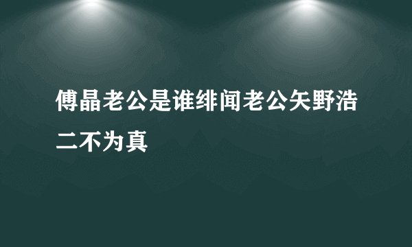 傅晶老公是谁绯闻老公矢野浩二不为真