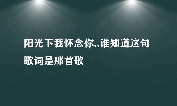 阳光下我怀念你..谁知道这句歌词是那首歌