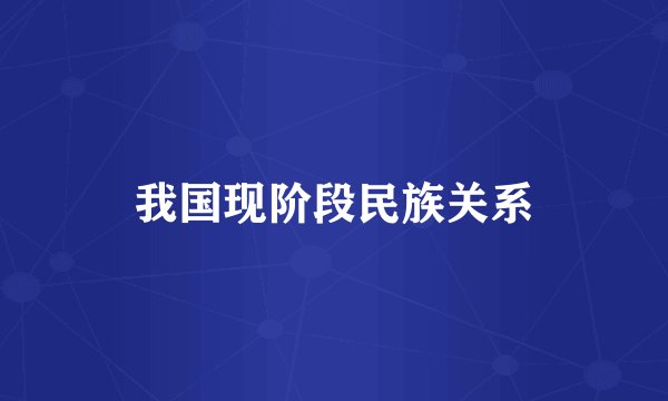 我国现阶段民族关系
