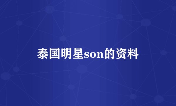 泰国明星son的资料