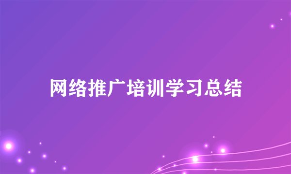网络推广培训学习总结
