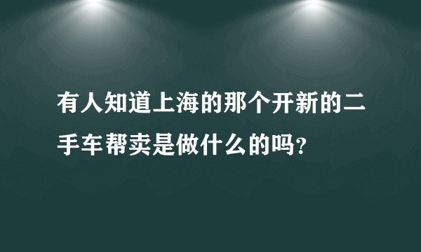 有人知道上海的那个开新的二手车帮卖是做什么的吗？