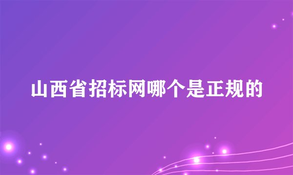 山西省招标网哪个是正规的