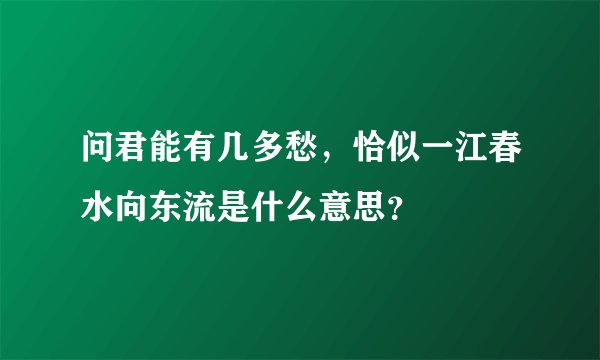 问君能有几多愁，恰似一江春水向东流是什么意思？