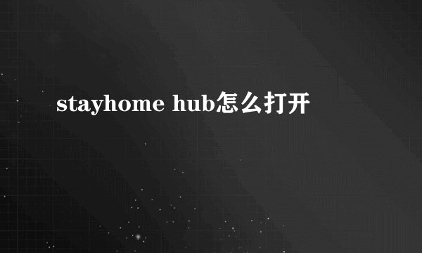 stayhome hub怎么打开