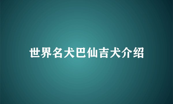 世界名犬巴仙吉犬介绍