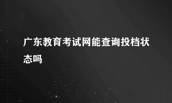 广东教育考试网能查询投档状态吗