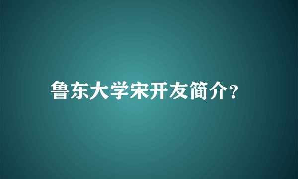 鲁东大学宋开友简介？