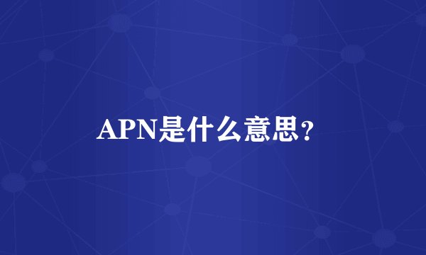 APN是什么意思？