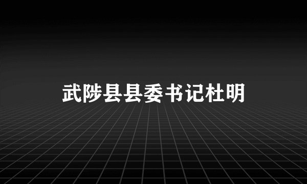 武陟县县委书记杜明