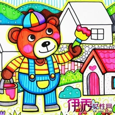 美丽校园获奖儿童画大全色彩透明