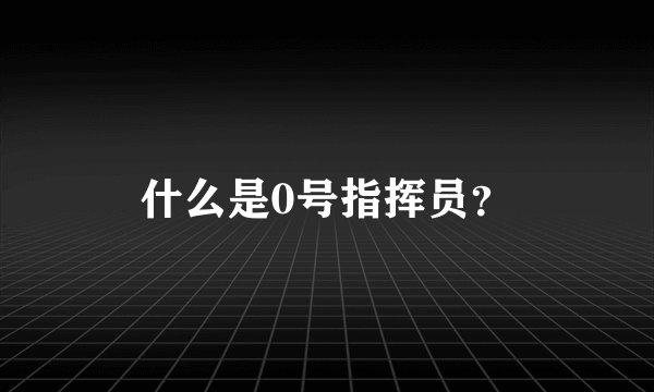 什么是0号指挥员？