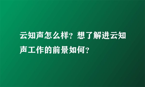 云知声怎么样？想了解进云知声工作的前景如何？