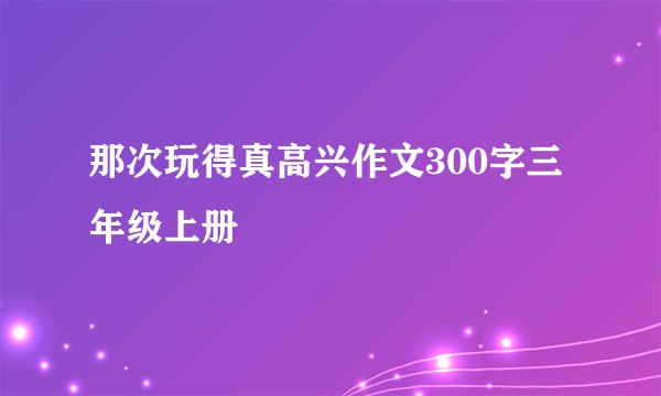 那次玩得真高兴作文300字三年级上册