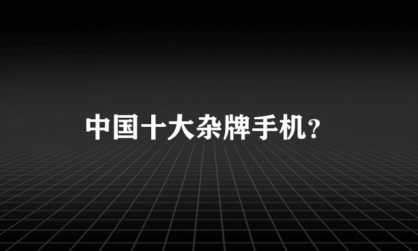 中国十大杂牌手机？