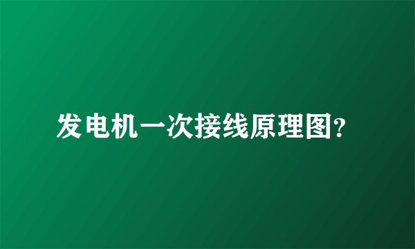 发电机一次接线原理图？