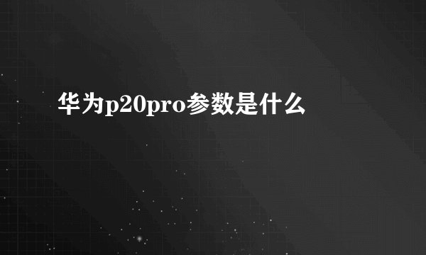 华为p20pro参数是什么