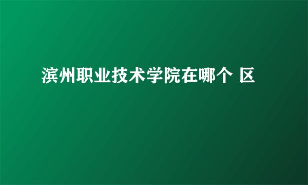 滨州职业技术学院在哪个 区