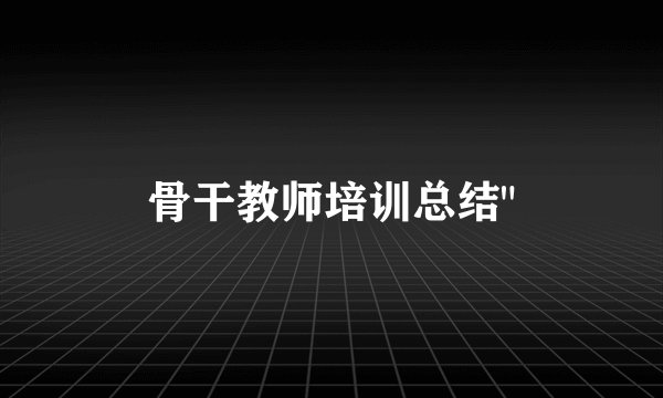 骨干教师培训总结