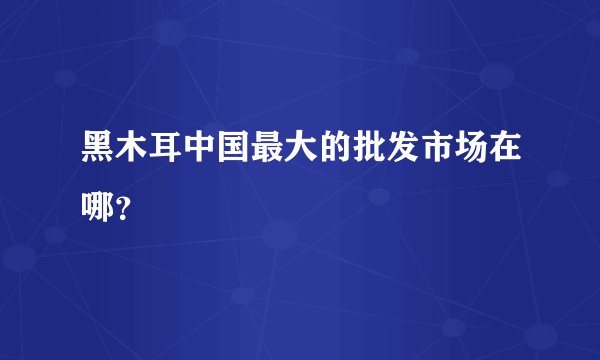黑木耳中国最大的批发市场在哪？