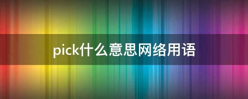 pick什么意思网络用语