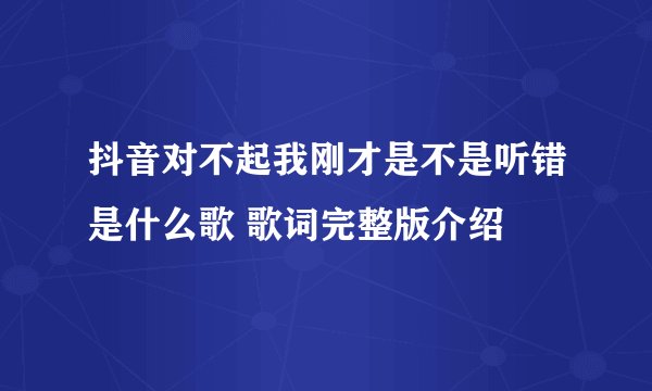 抖音对不起我刚才是不是听错是什么歌 歌词完整版介绍