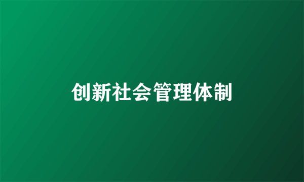 创新社会管理体制