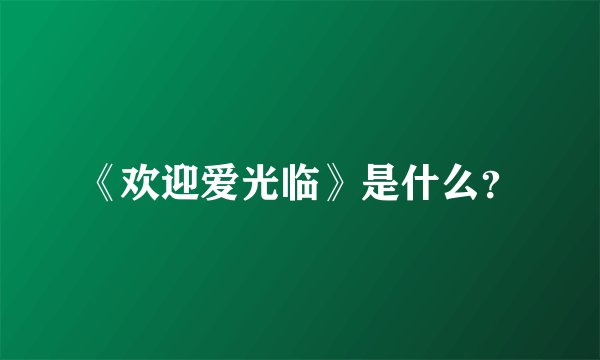 《欢迎爱光临》是什么？
