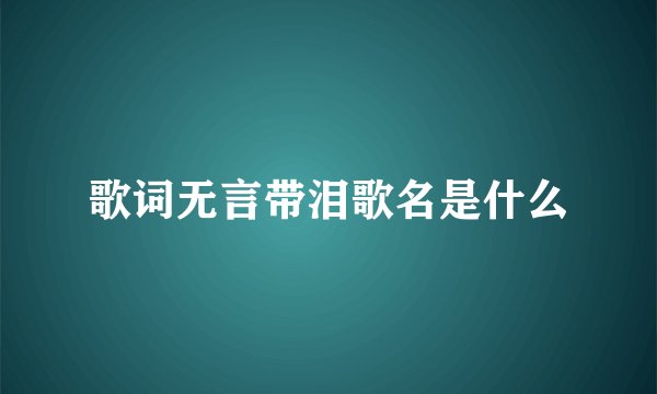 歌词无言带泪歌名是什么