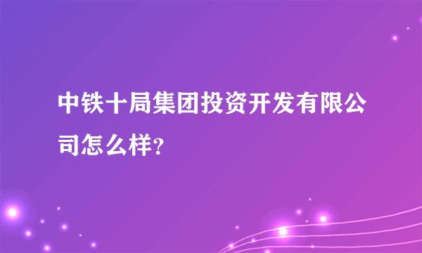 中铁十局集团投资开发有限公司怎么样？
