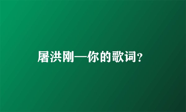 屠洪刚—你的歌词？