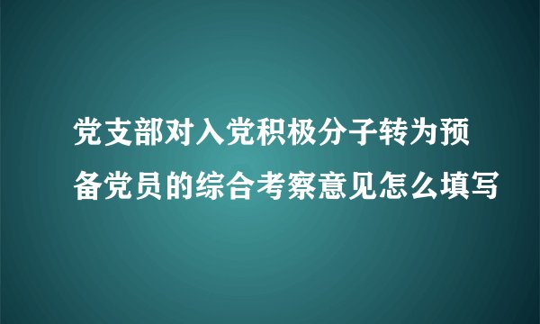 党支部对入党积极分子转为预备党员的综合考察意见怎么填写