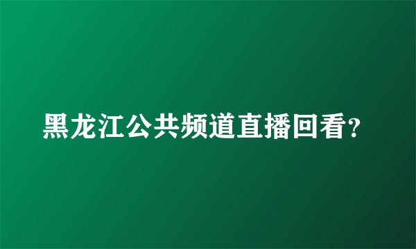 黑龙江公共频道直播回看？