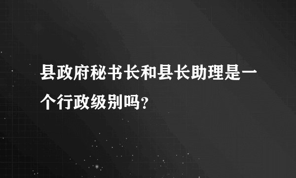 县政府秘书长和县长助理是一个行政级别吗？