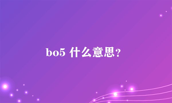 bo5 什么意思？