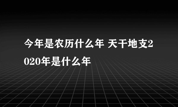 今年是农历什么年 天干地支2020年是什么年