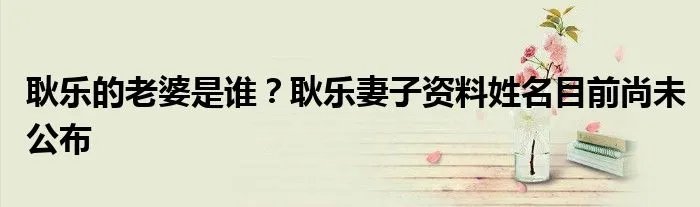 耿乐的老婆是谁？耿乐妻子资料姓名目前尚未公布