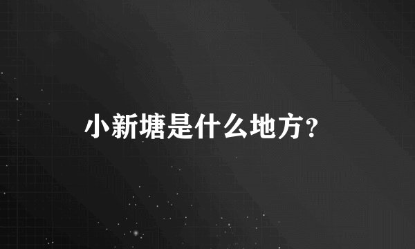 小新塘是什么地方？