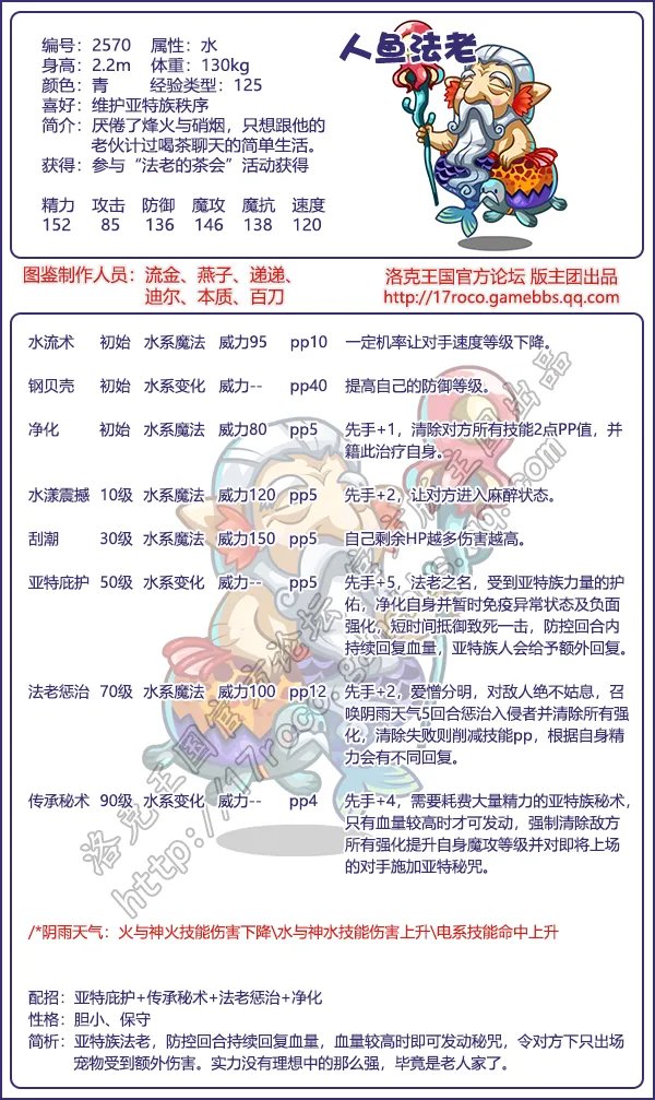 洛克王国人鱼法老技能表