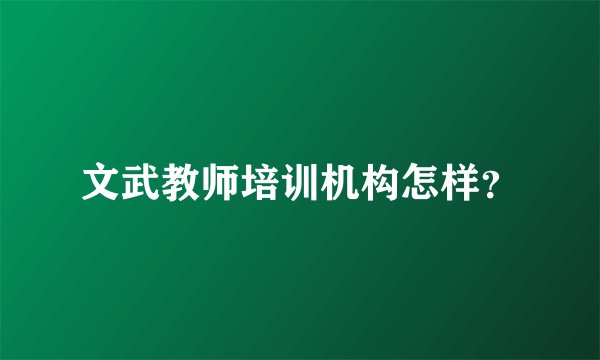 文武教师培训机构怎样？