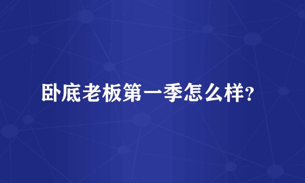 卧底老板第一季怎么样？