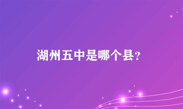 湖州五中是哪个县？