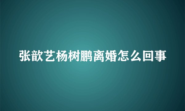 张歆艺杨树鹏离婚怎么回事