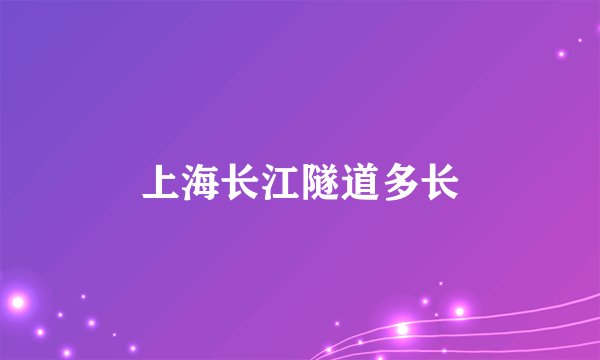 上海长江隧道多长