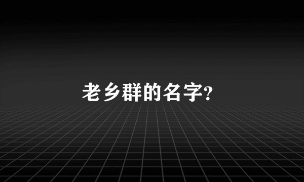 老乡群的名字？