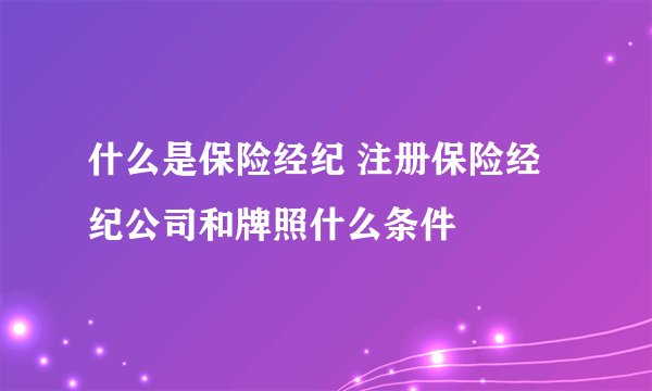 什么是保险经纪 注册保险经纪公司和牌照什么条件