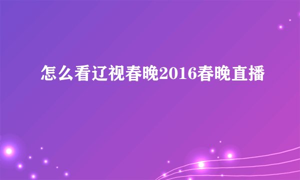 怎么看辽视春晚2016春晚直播