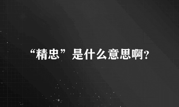 “精忠”是什么意思啊？