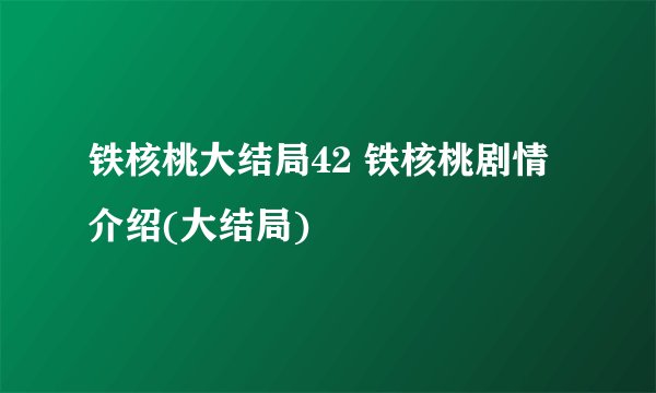 铁核桃大结局42 铁核桃剧情介绍(大结局)